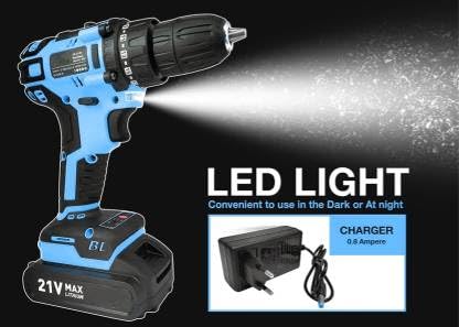 XDLB آلة حفر لاسلكية محمولة XDLB HID 21V مع 38 Chuck بدون مفتاح وعزم دوران 25Nm ووضعين للسرعة وضوء LED للأمام والخلف وشاحنين سريعين ببطاريتين 2x - Image 2