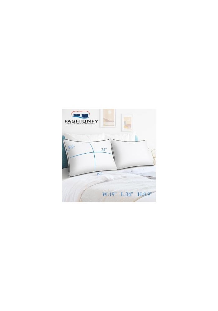 FASHIONFYÃ‚Â® Down Alternative Bed Pillows Set of 2 - Queen Size (20"x28") - Image 4