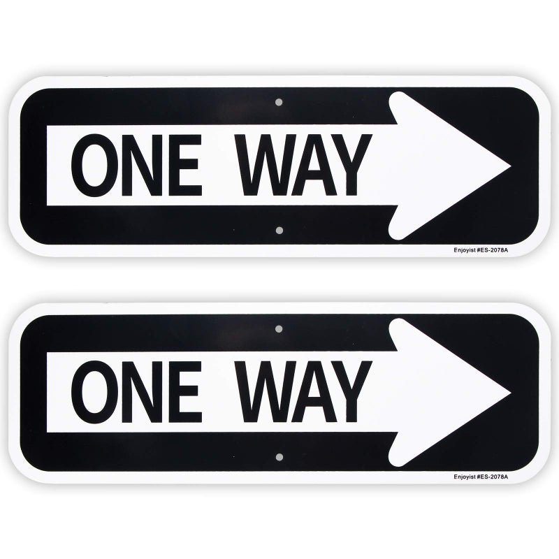 2Pack Large One Way with Right Arrow Sign 18x 6 04 Aluminum Reflective Sign Rust Free AluminumUV Protected and Weatherproof