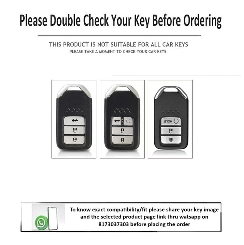 JVCV® Metal Key Cover compatible with Honda City, Elevate, Civic, Jazz, Amaze, CR-V, WR-V, BR-V 3/4 Button Push Button Start Smart Key Fob Case with Stylish Durable Protection (GunMetal) - Image 2