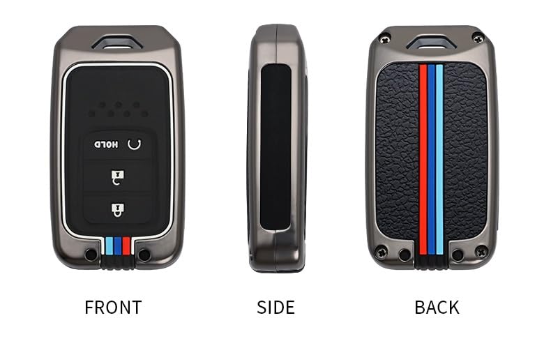 JVCV® Metal Key Cover compatible with Honda City, Elevate, Civic, Jazz, Amaze, CR-V, WR-V, BR-V 3/4 Button Push Button Start Smart Key Fob Case with Stylish Durable Protection (GunMetal) - Image 3