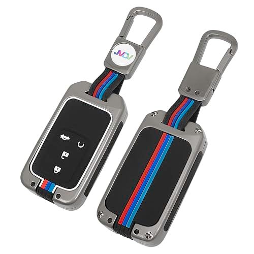 JVCV® Metal Key Cover compatible with Honda City, Elevate, Civic, Jazz, Amaze, CR-V, WR-V, BR-V 3/4 Button Push Button Start Smart Key Fob Case with Stylish Durable Protection (GunMetal) - Image 1