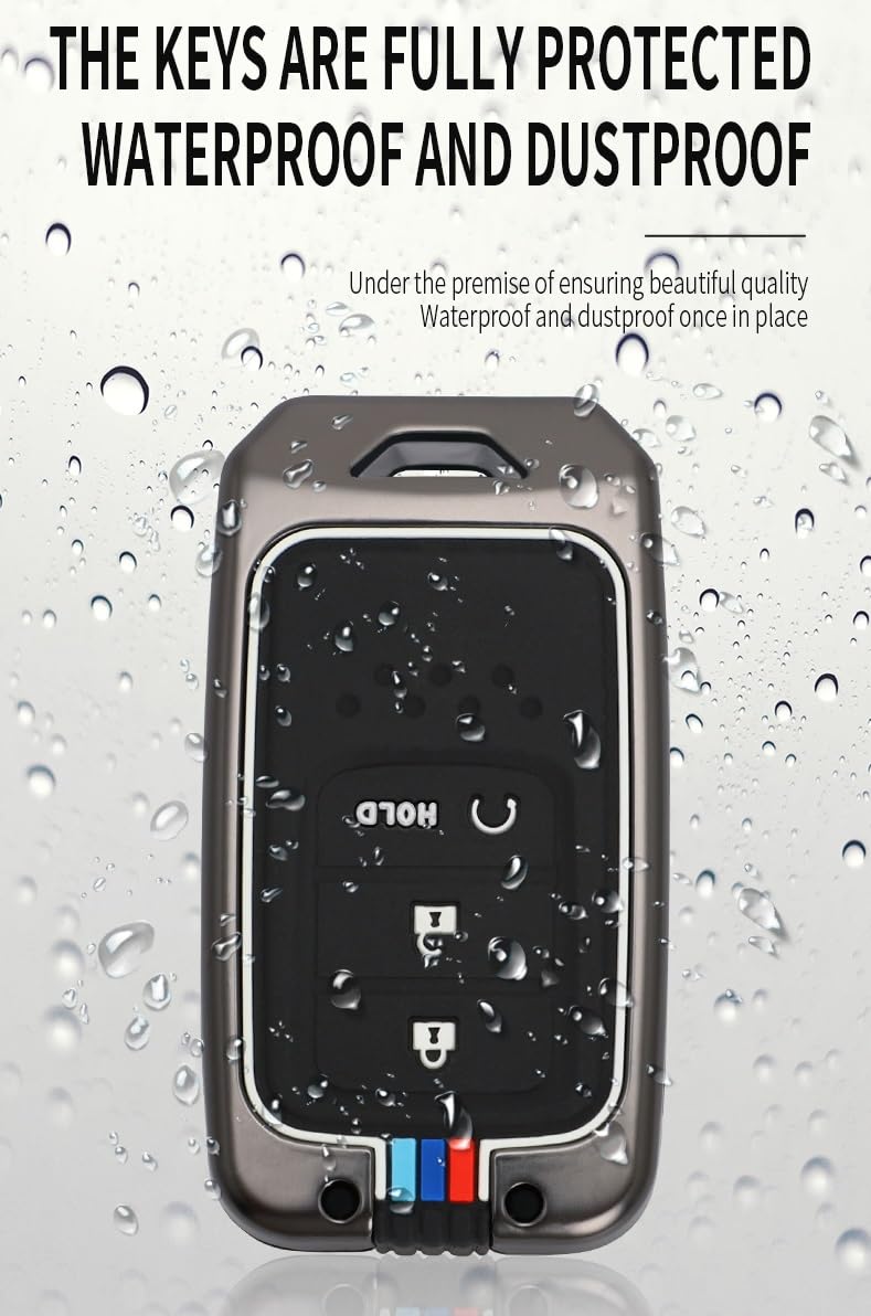 JVCV® Metal Key Cover compatible with Honda City, Elevate, Civic, Jazz, Amaze, CR-V, WR-V, BR-V 3/4 Button Push Button Start Smart Key Fob Case with Stylish Durable Protection (GunMetal) - Image 5