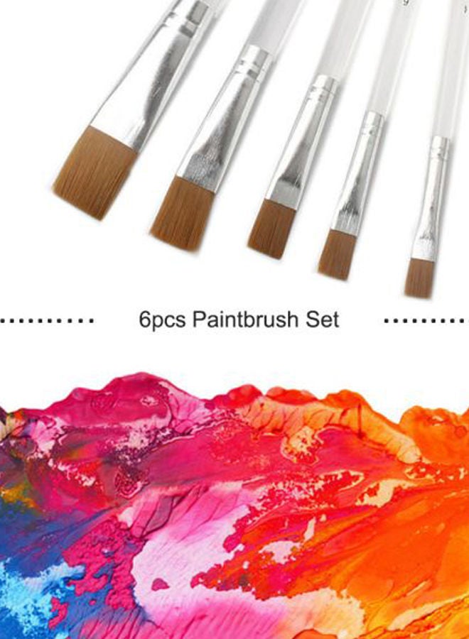 NIBEMINENT 6-Piece Flat Tip Paint Brush Set White/Silver/Brown - Image 4