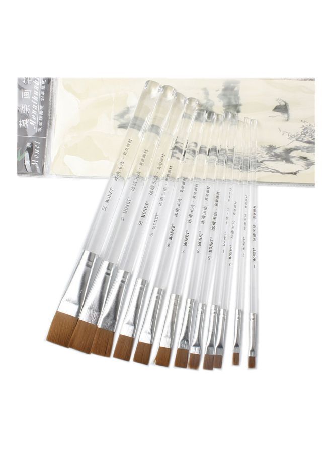 NIBEMINENT 6-Piece Flat Tip Paint Brush Set White/Silver/Brown - Image 2