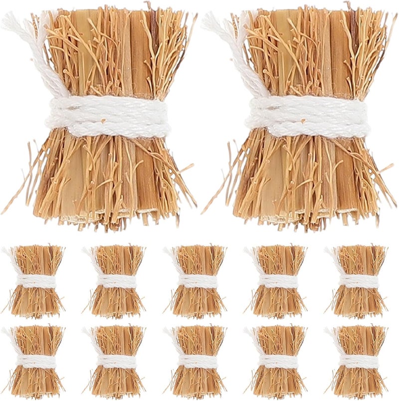 SHOWERORO 12pcs Mini Hay Bales: Micro Landscape Haystack Figurine - Dollhouse Hay Stack Hayrick Photography Props for DIY Handicrafts Garden Scenery - 0.9“ - Image 1