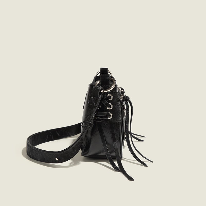 Korean Niche Motorcycle Bow Bag Women'S Fashion Small Square Bag Sweet Cool Spice Girl Style Shoulder Crossbody Bag - Image 5