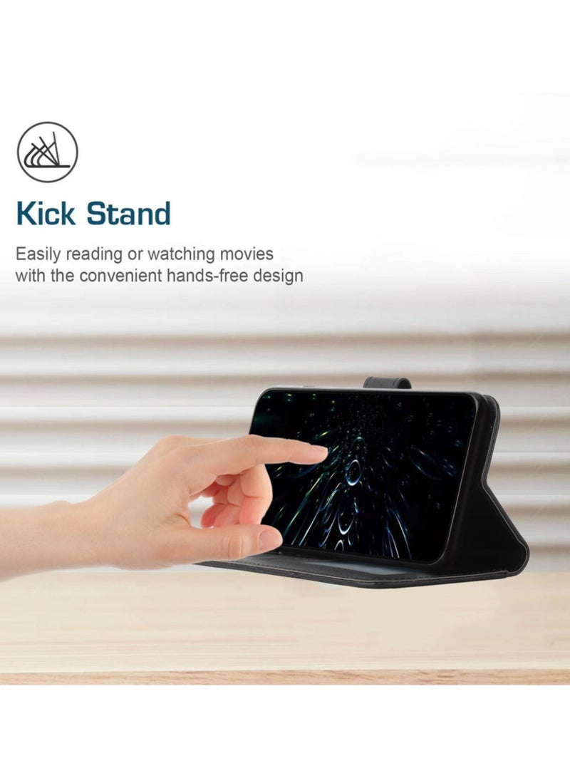 Alyashmac Premium Leather Wallet Case for Infinix Smart 9 - Flip Folio Book Cover with Card Slots, Kickstand, Magnetic Closure, Shockproof Full Body Protection (Black) - Image 4