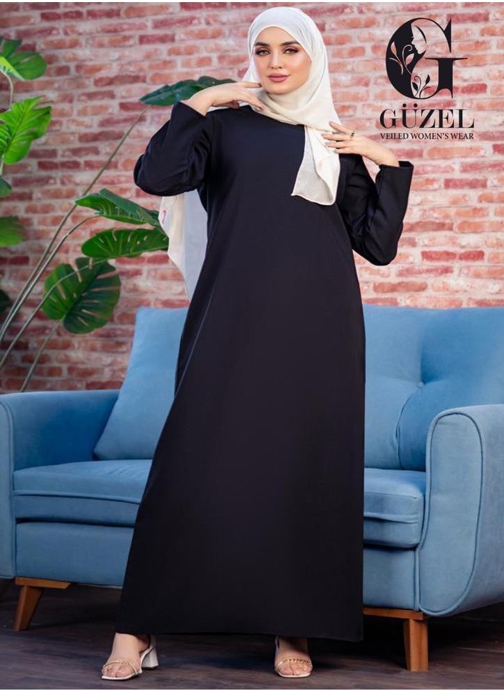 ماركة غير محددة بيزك دريس حريمى كريب روزالين خامة مستوردة درجة أولى من جوزيل - لايصف ولا يشف -كم أسود  - Image 1