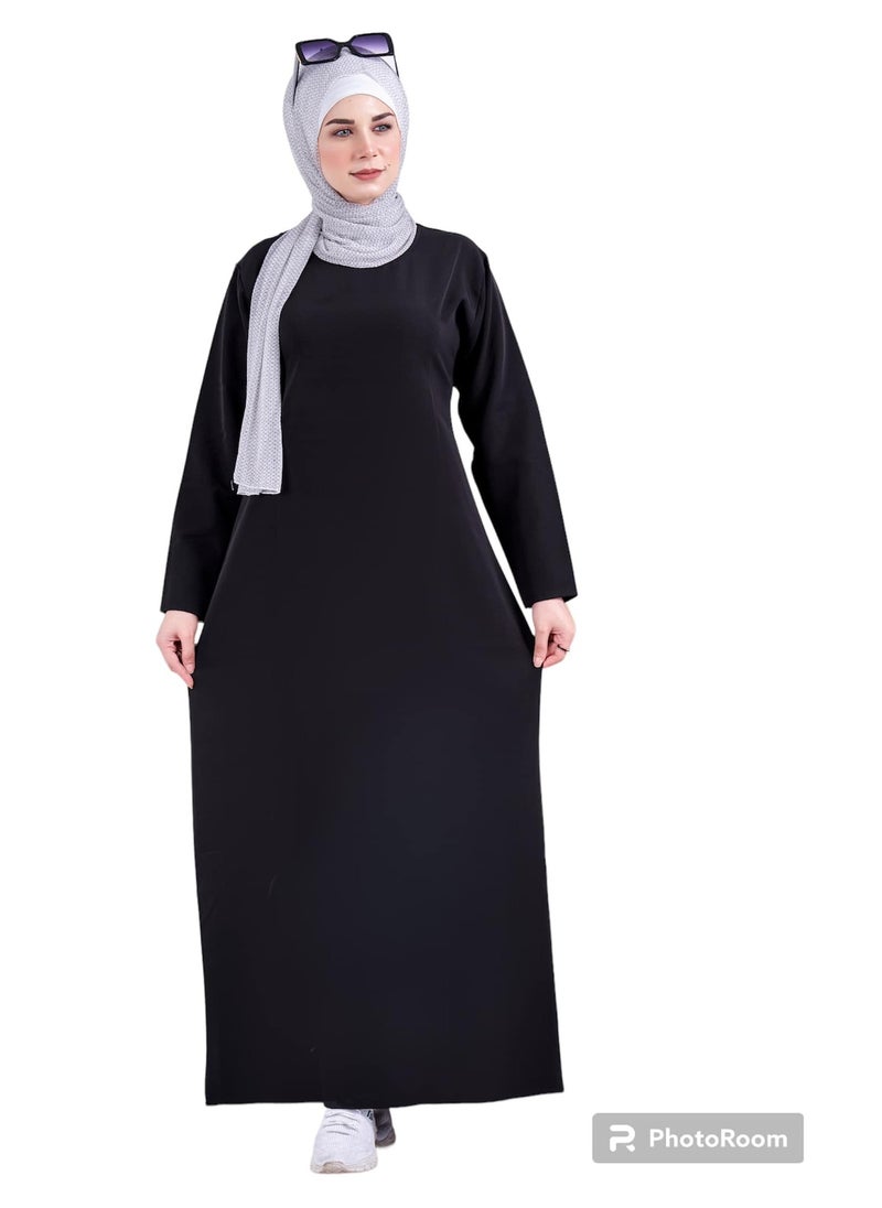 ماركة غير محددة بيزك دريس حريمى كريب روزالين خامة مستوردة درجة أولى من جوزيل - لايصف ولا يشف -كم أسود  - Image 3