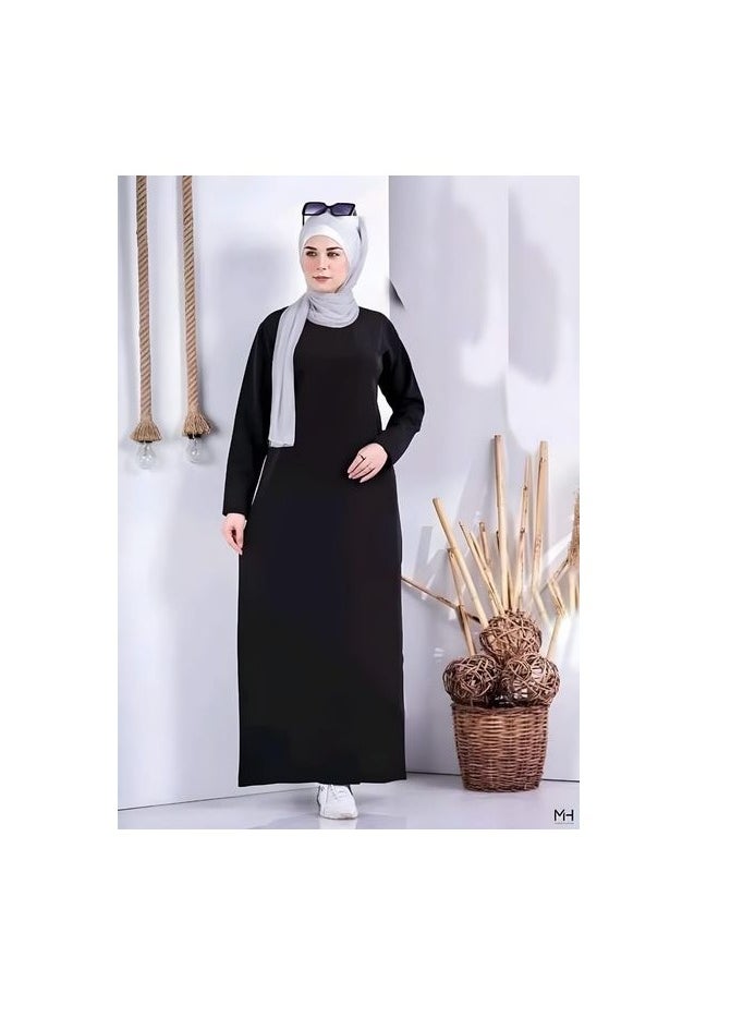 ماركة غير محددة بيزك دريس حريمى كريب روزالين خامة مستوردة درجة أولى من جوزيل - لايصف ولا يشف -كم أسود  - Image 4