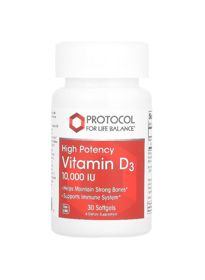 Protocol for Life Balance, Vitamin D3, High Potency, 10,000 IU, 30 Softgels