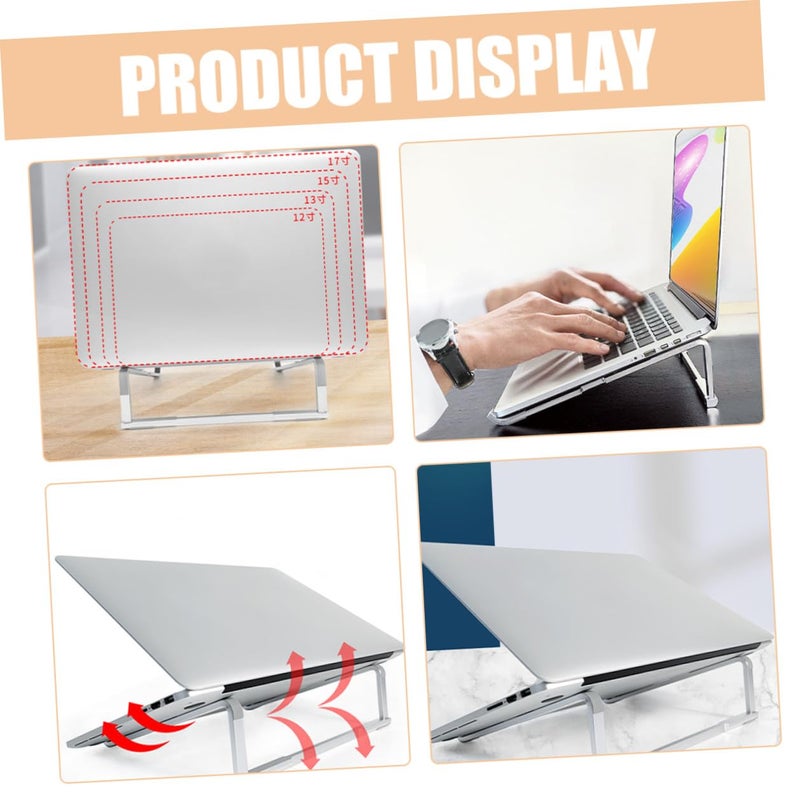 Portable Folding Laptop Stand Metal Holder Desk Mount For Office Travel Silver - Image 4