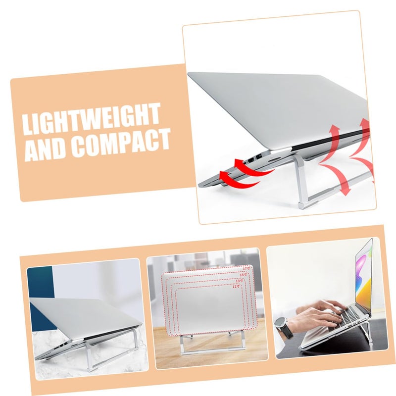 Portable Folding Laptop Stand Metal Holder Desk Mount For Office Travel Silver - Image 5