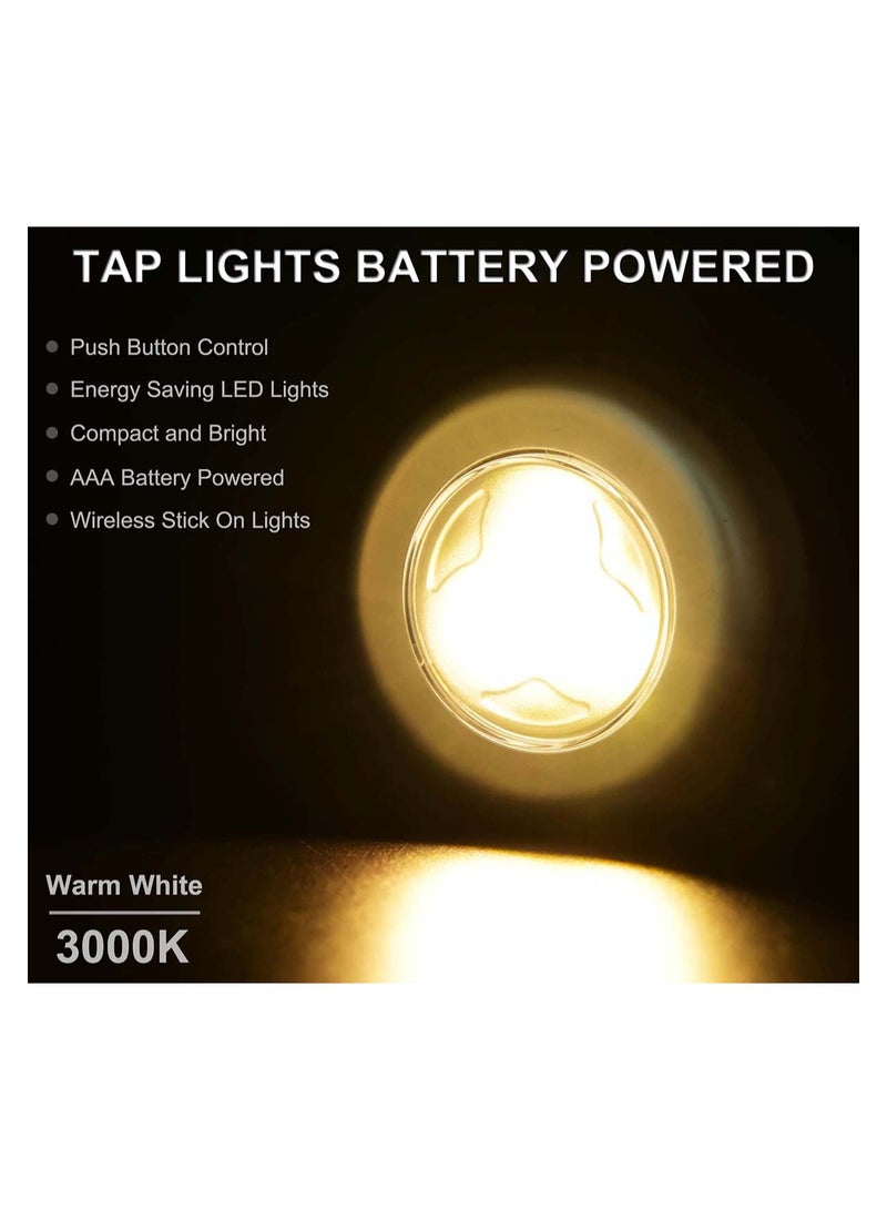 SYOSI Mini Touch Light, 6 Pack Wireless Under Cabinet Lights Round Tap Push Button Light Battery Operated Puck Lights Stick On Light for Closet Counter Kitchen Cabinet RV Indoor Outdoor Press Light  - Image 2