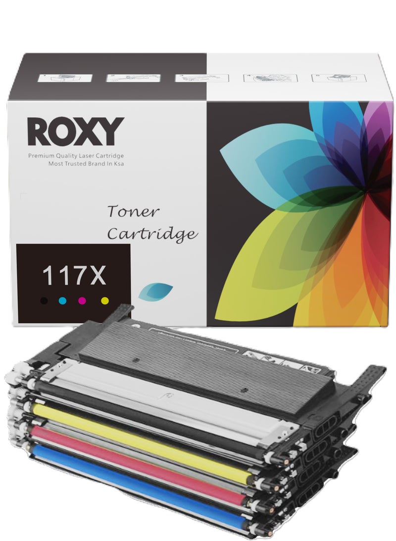 Roxy 117X High-Yield Toner Cartridge Set with Chip by ROXY – Compatible Replacement for HP W2070X, W2071X, W2072X, W2073X – For HP Laser 117a, 150a/nw, 178nw/g, 179fnw – BCMY - Image 1
