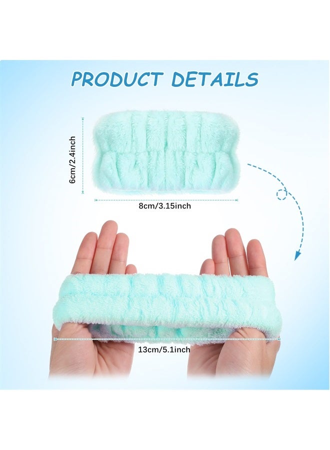 4 Pairs Wrist Spa Washband Microfiber Washing Face Wrist Wash Towel Band Wristband Scrunchies Absorbent Wrist Sweatband for Women Prevent Liquid from Spilling (Red, Green, Classic Style)