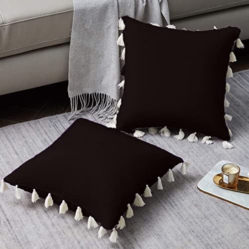 CottonFry Boho Decorative Throw Pillow/Cushion Covers with Tassels for Couch Bed Sofa Soft Velvet Cushion Covers - Image 3