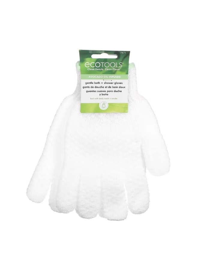 Ecotools Gentle Bath  Shower Gloves Avocado Oil Infused 1 Pair - Image 1