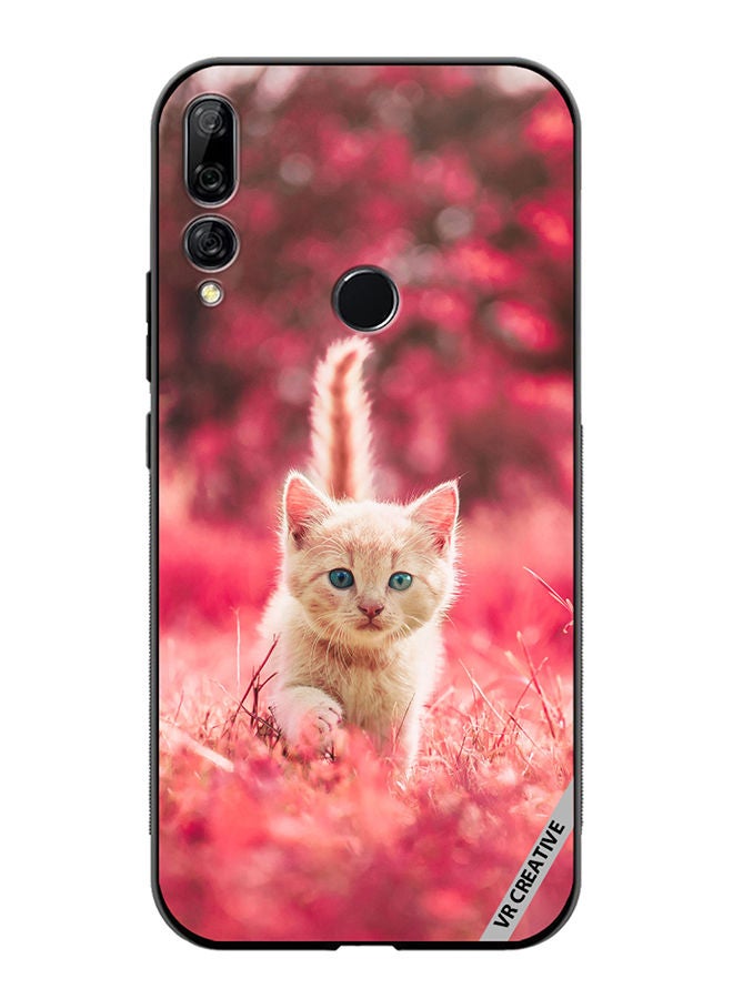 VR CREATIVE Protective Case Cover For Huawei Y9 Prime 2019 Red Blossom Cat Design Multicolour - Image 1