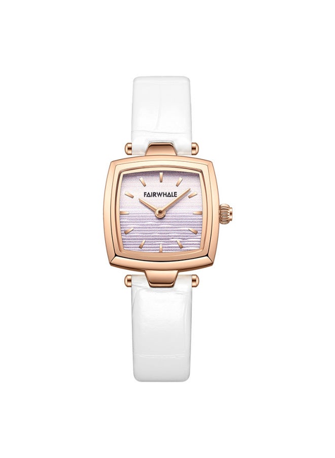 Mark Fairwhale Square Women's Quartz Watch | Elegant White Genuine Leather Strap | Stainless Steel Case | Daily Water Resistant - Image 1