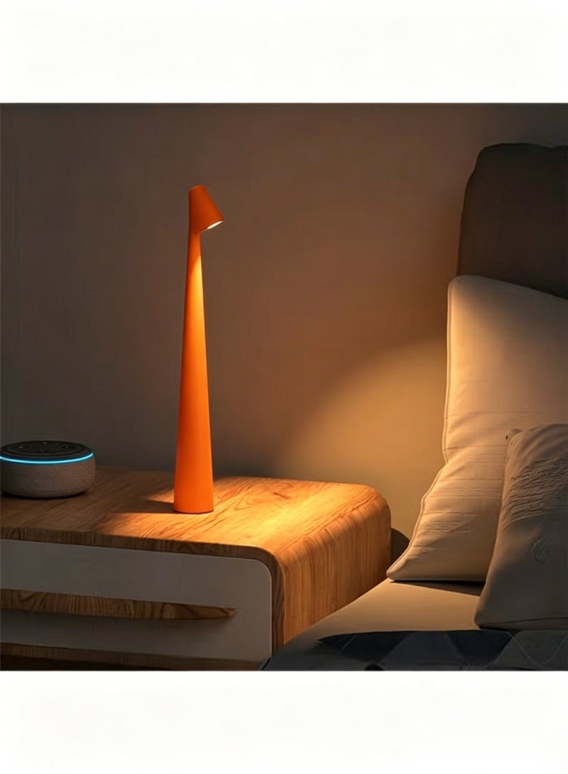 يعطي مصباح طاولة LED محمول، مصباح طاولة LED يعمل باللمس، مصباح طاولة بتصميم عصري، مصباح طاولة LED قابل لإعادة الشحن لتزيين المنزل (برتقالي) - Image 1