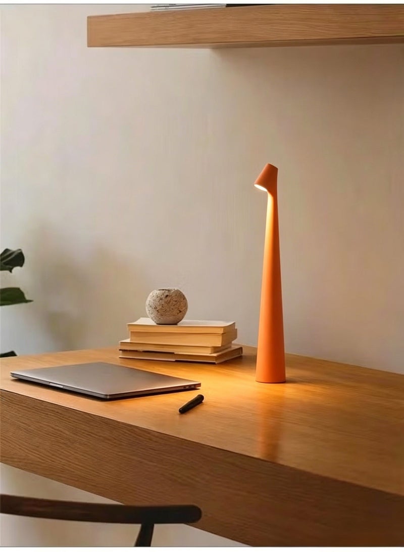 يعطي مصباح طاولة LED محمول، مصباح طاولة LED يعمل باللمس، مصباح طاولة بتصميم عصري، مصباح طاولة LED قابل لإعادة الشحن لتزيين المنزل (برتقالي) - Image 2