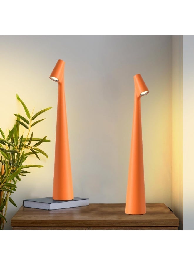 يعطي مصباح طاولة LED محمول، مصباح طاولة LED يعمل باللمس، مصباح طاولة بتصميم عصري، مصباح طاولة LED قابل لإعادة الشحن لتزيين المنزل (برتقالي) - Image 3