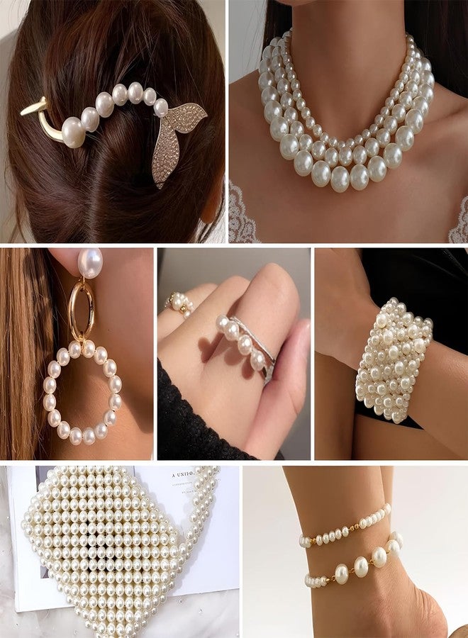 سيجا مجموعة خرز اللؤلؤ SYGA DIY لصنع المجوهرات، لآلئ صناعية بيضاء بأحجام متنوعة مع صندوق تخزين، مجموعة لصنع الأساور والقلائد - Image 2