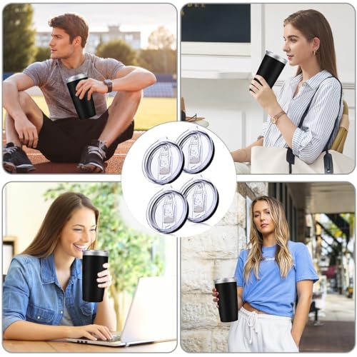 LEIOH 4 Pack 20 oz Tumbler Lid, Replacement Lids Compatible for YETI 20 oz Tumbler,Travel Mug,Spill Proof Splash Resistant Silicone Sliding Covers,Straw Friendly, BPA Free - Image 4