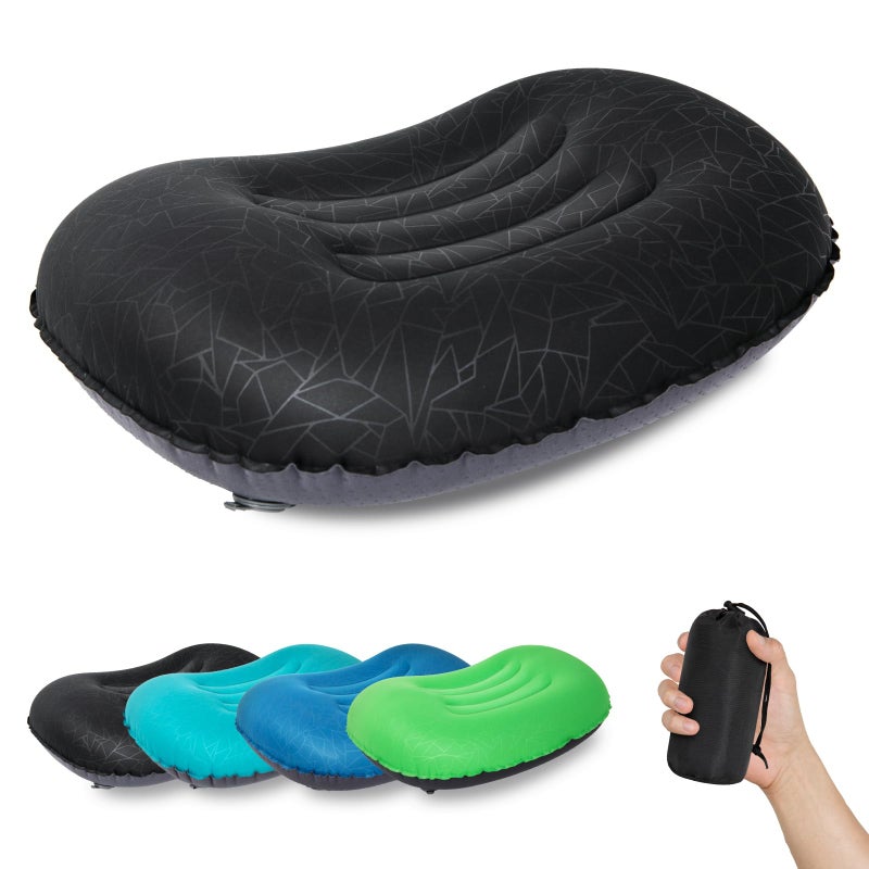 ATEPA Inflatable Camping Pillow, Ultralight Waterproof Travel Pillow with Ergonomic Support & Leak-Proof Air Valve, Compact Portable Pillow for Hiking Backpacking Tent Airplane Beach, Black - Image 1