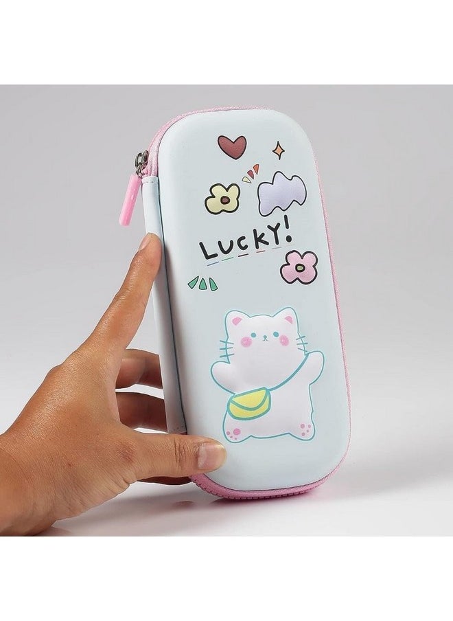 DD RETAILS DD RETAILS 3D Cover EVA Pencil Case || Large Capacity Pencil Pouch for Boys & Girls || Cartoon Design Pencil Box/Case/Pouch for School (Print May Very) (Pack of 1) (Lucky Cat)  - Image 4