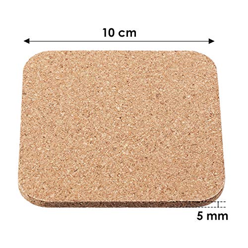 BOAO 20 Pieces 5 mm Thick Wooden Cork Coasters Absorbent Square Cork Drink Coasters Mats 4 x 4 Inch - Image 3