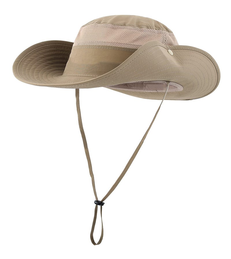 Connectyle Outdoor Mesh Sun Hat Wide Brim Sun Protection Hat Summer Fishing Hunting Hiking Gardenig Hat Dark Khaki - Image 2