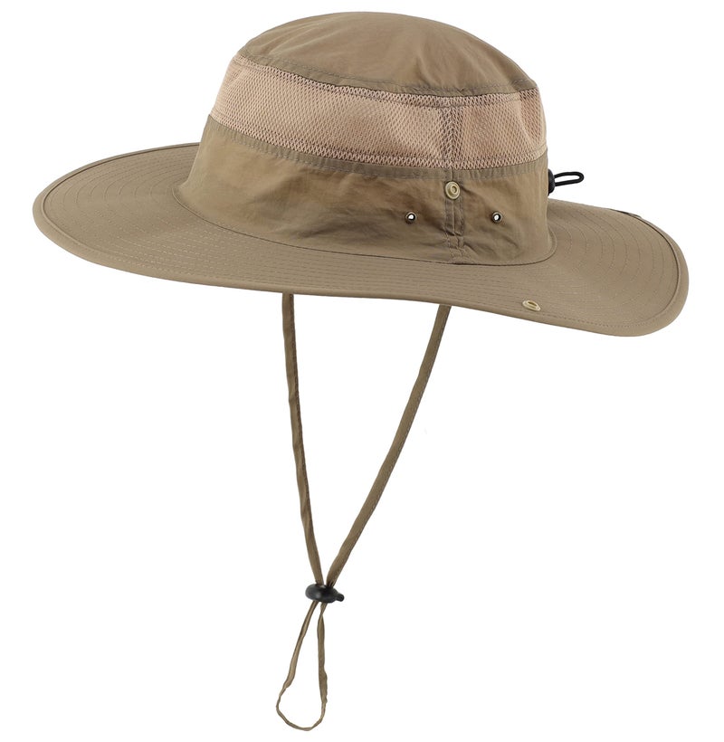 Connectyle Outdoor Mesh Sun Hat Wide Brim Sun Protection Hat Summer Fishing Hunting Hiking Gardenig Hat Dark Khaki - Image 1