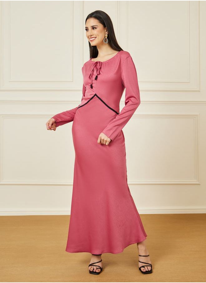 Styli - Beaded Waist Detail A-Line Maxi Dress - Image 1