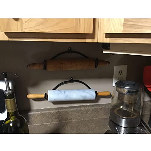 AUXPhome Pack of 4 – Rolling Pin Holder Display Rack Storage Organizers Wall Mount Hooks – Home Decor Kitchen Wall Hanging Multi Purpose Bottle Rack - No Rolling Pin - Image 5
