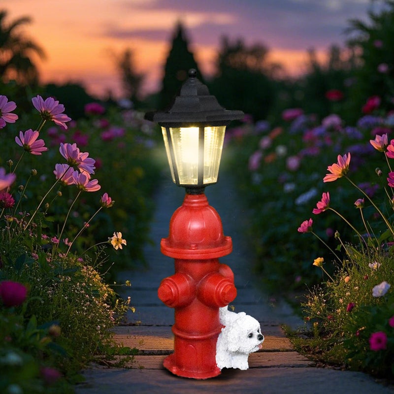 Creative Resin Fire Hydrant Solar Outdoor Light for Home Garden Lawn Path Decor Lamp - Image 1