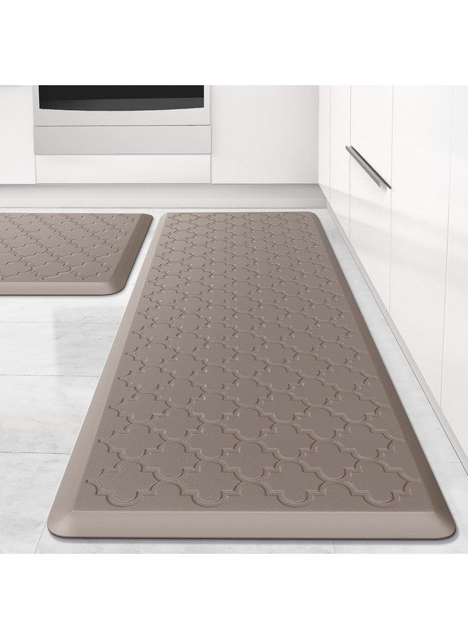 SoftDuo Kitchen Mat [2 PCS] Cushioned Anti-Fatigue Floor Mat, Waterproof Non-Skid Ergonomic Comfort Foam Rugs, Standing Mat for Kitchen, Floor,Office, Sink, Laundry(Khaki) - Image 1