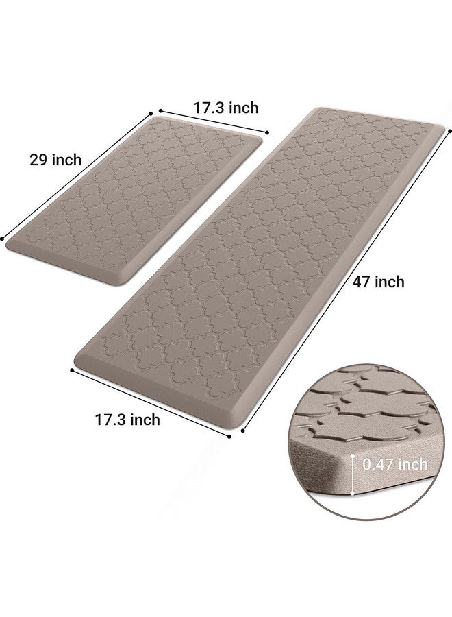 SoftDuo Kitchen Mat [2 PCS] Cushioned Anti-Fatigue Floor Mat, Waterproof Non-Skid Ergonomic Comfort Foam Rugs, Standing Mat for Kitchen, Floor,Office, Sink, Laundry(Khaki) - Image 2