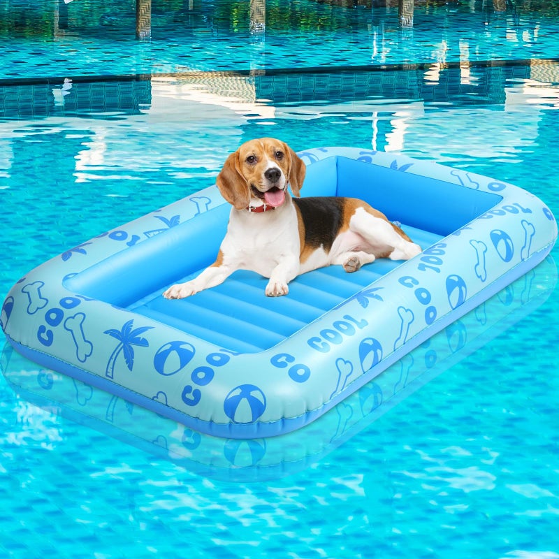 JellyArch Dog Float for Summer Pool 60 x 33 5 Inflatable Dog Pool Float with Rope and Handle Durable and Foldable Pet Raft Lake Floating Raft for Small Medium Large Dogs Hold up to 220 LbsBlue - Image 2