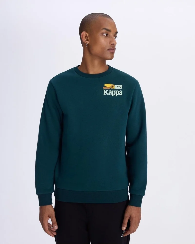 Kappa Authentıc Authentıc Graphık Pyke Petrol Green Man Sweatshirt 38244CW-A2H