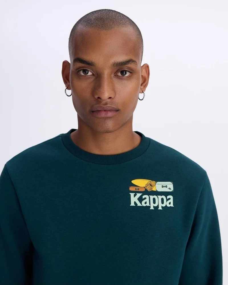 Kappa Authentıc Authentıc Graphık Pyke Petrol Green Man Sweatshirt 38244CW-A2H