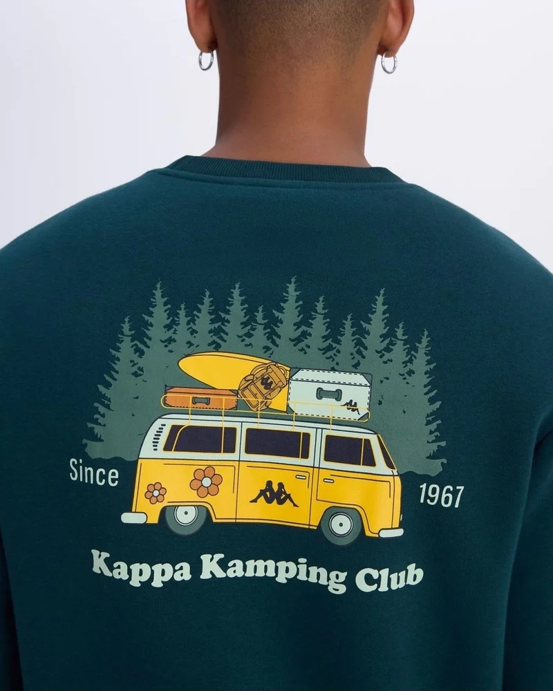 Kappa Authentıc Authentıc Graphık Pyke Petrol Green Man Sweatshirt 38244CW-A2H