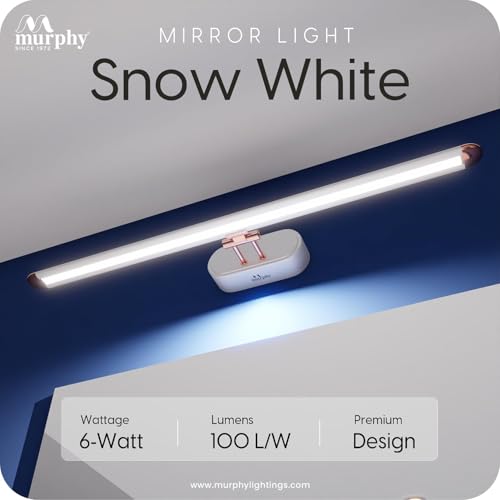 Murphy 6W 3-in-1 Color Chnaging White Finish LED Mirror Picture Wall Light,Bathroom Vanity Led Mirror Light with 2 Year Warranty (Cool White/Warm White/Natural White)-Pack of 1 - Image 2