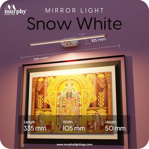 Murphy 6W 3-in-1 Color Chnaging White Finish LED Mirror Picture Wall Light,Bathroom Vanity Led Mirror Light with 2 Year Warranty (Cool White/Warm White/Natural White)-Pack of 1 - Image 5