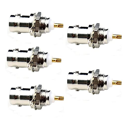 GDQLCNXB 5Pack BNC Female to Panel Mount with Nut Bulkhead Handle Solder Post Jack Connector RF Coaxial Adapter - Image 1