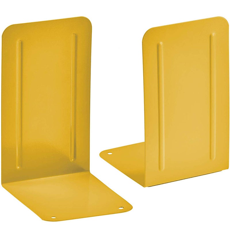 Acrimet Metal Bookends NonSkid Book Stand for Shelves Heavy Duty Book Stopper 678 H x 4 W x 412 D Yellow 1 Pair