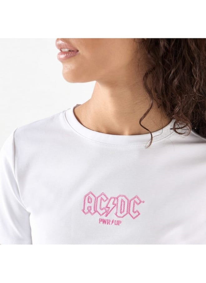 SP Characters AC/DC Embroidered T-Shirt with Crew Neck and Short Sleeves  - Image 4