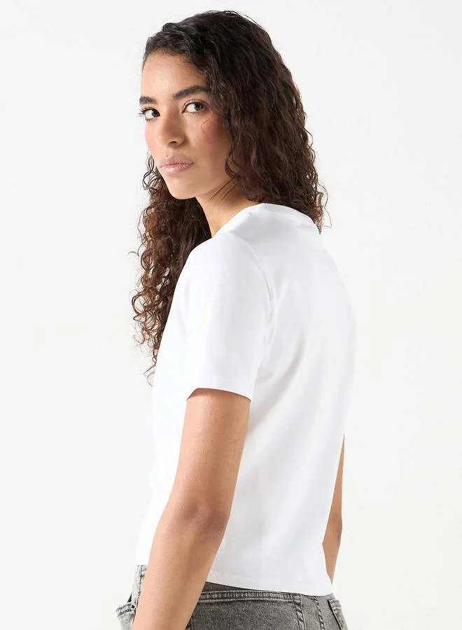 SP Characters AC/DC Embroidered T-Shirt with Crew Neck and Short Sleeves